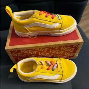 Toddler girl size 9 yellow/rainbow vans